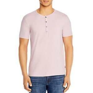 The Mens store Mens Pink Short Sleeve Crew Neck Henley Shirt XL